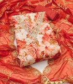 Multicolor hand embroidery viscose semi stitched churidar dress-materials