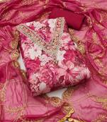 Multicolor hand embroidery viscose semi stitched churidar dress-materials