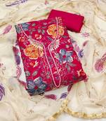 Pink sequins organza semi stitched churidar dress-materials