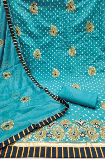Blue embroidered cotton churidar dress-materials