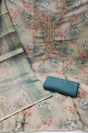 Multicolor hand embroidery viscose churidar dress-materials