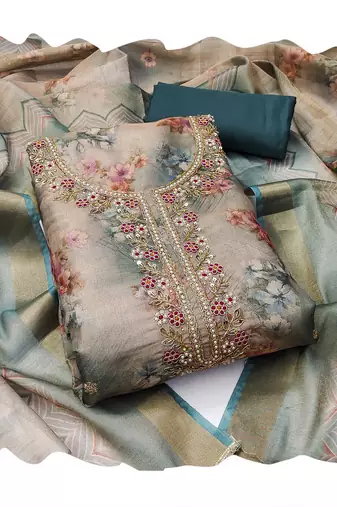 Multicolor hand embroidery viscose churidar dress-materials