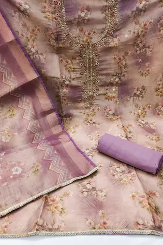 Multicolor hand embroidery viscose churidar dress-materials