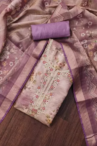 Multicolor hand embroidery viscose churidar dress-materials