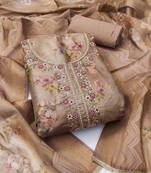 Multicolor hand embroidery viscose semi stitched churidar dress-materials