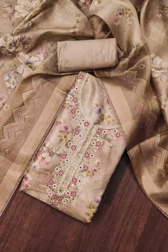 Multicolor hand embroidery viscose churidar dress-materials