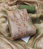 Multicolor hand embroidery viscose semi stitched churidar dress-materials