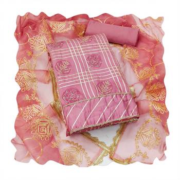 Pink embroidered cotton silk churidar dress-materials 3