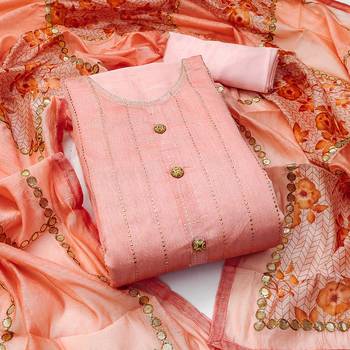Peach self design cotton churidar dress-materials 1