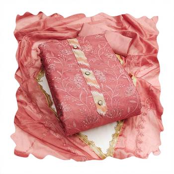 Baby-pink embroidered chanderi churidar dress-materials 4