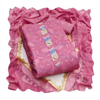 Pink embroidered chanderi churidar dress-materials 4