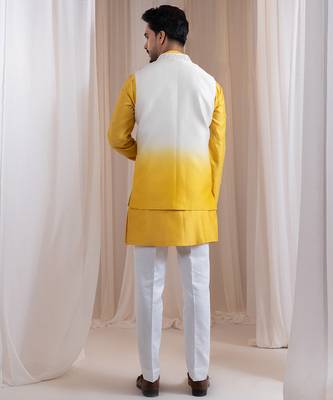 Multicolor embroidered chanderi nehru jacket 4