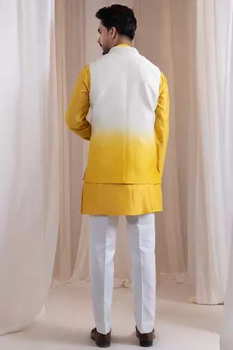 Multicolor embroidered chanderi nehru jacket