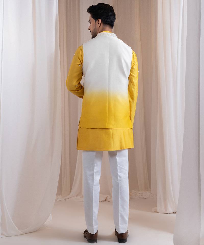 Multicolor embroidered chanderi nehru jacket