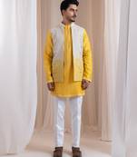 Multicolor embroidered chanderi nehru jacket