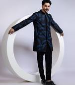 Black embroidered chanderi kurta pajama