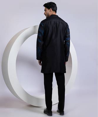 Black embroidered chanderi kurta pajama 2
