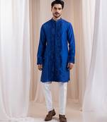 Blue embroidered silk kurta pajama