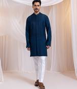 Blue embroidered silk kurta pajama