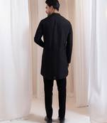 Black embroidered silk kurta pajama