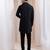 Black embroidered silk kurta pajama