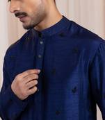 Blue embroidered silk kurta pajama
