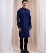 Blue embroidered silk kurta pajama