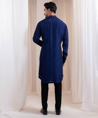 Blue embroidered silk kurta pajama 3
