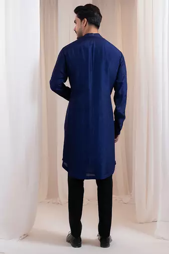Blue embroidered silk kurta pajama
