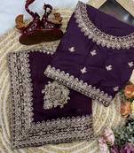 Dark Plum Color Embroidered Rangoli Silk Saree
