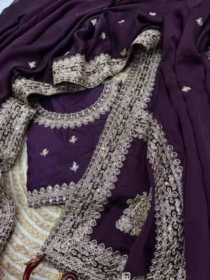Dark Plum Color Embroidered Rangoli Silk Saree 4