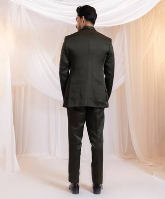 Green embroidered satin Co ord set 2