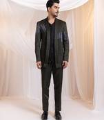 Green embroidered satin Co ord set