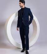 Blue embroidered satin Co ord set