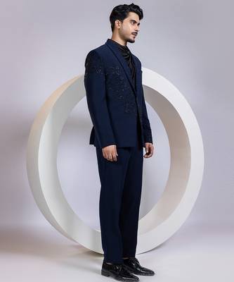 Blue embroidered satin Co ord set 2
