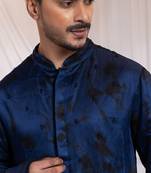 Blue embroidered satin kurta pajama