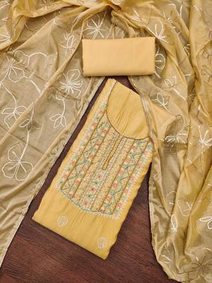 Beige sequins cotton churidar dress-materials 3