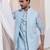 Blue embroidered cotton nehru jacket set