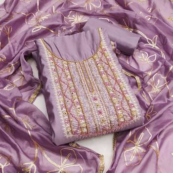 Purple sequins cotton churidar dress-materials 1