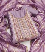 Purple sequins cotton semi stitched churidar dress-materials