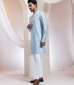 Blue embroidered chanderi kurta pajama