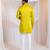 Yellow embroidered satin kurta pajama