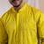 Yellow embroidered satin kurta pajama