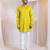 Yellow embroidered satin kurta pajama