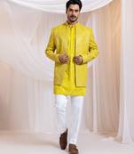 Yellow embroidered satin jacket