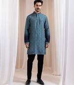 Green embroidered silk kurta pajama