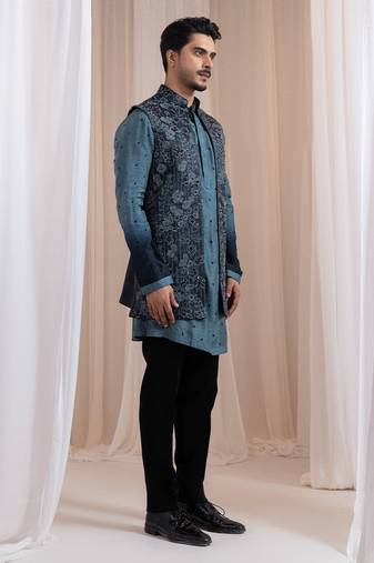 Green embroidered satin jacket