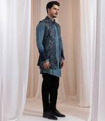 Green embroidered satin jacket