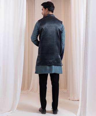 Green embroidered satin jacket 3