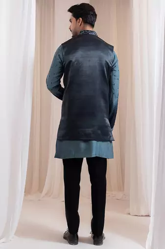 Green embroidered satin jacket